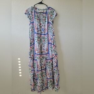 Loft Mermaid Garden 100% Cotton Midi Sundress Medium